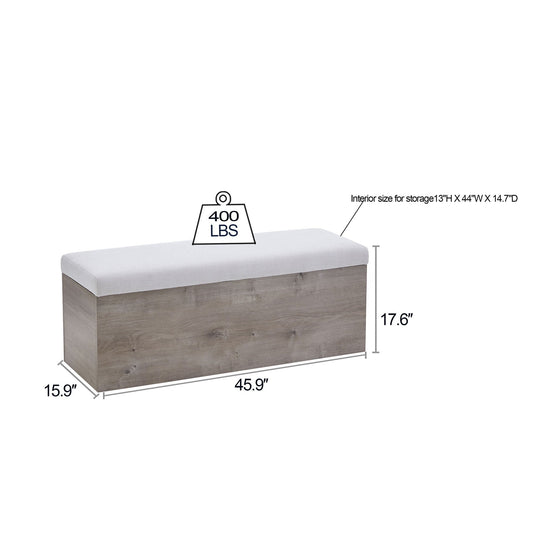 Shelton - Upholstered Flip Top Storage Bench - Ivory / Light Gray / Camel Oak