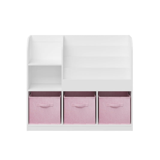 Bookcase And Bookshelf With 3 Collapsible Drawers, Multifunctional Display Stand