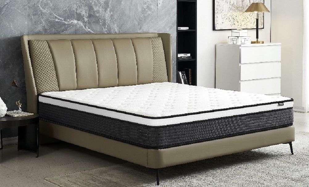 10" Queen Hybrid Mattress A Box, Pillow Top Bed Cushion With Breathable And Hypoallergenic Design, Medium Firm For Lumbar Support - White / Gray