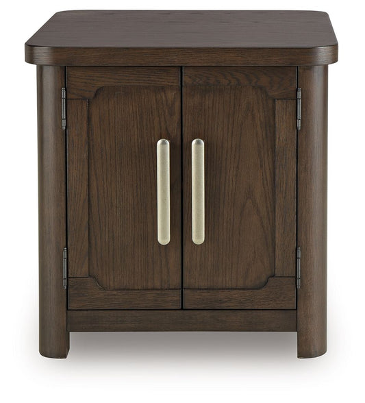 Breckington - Rectangular 2-door End Table - Dark Brown