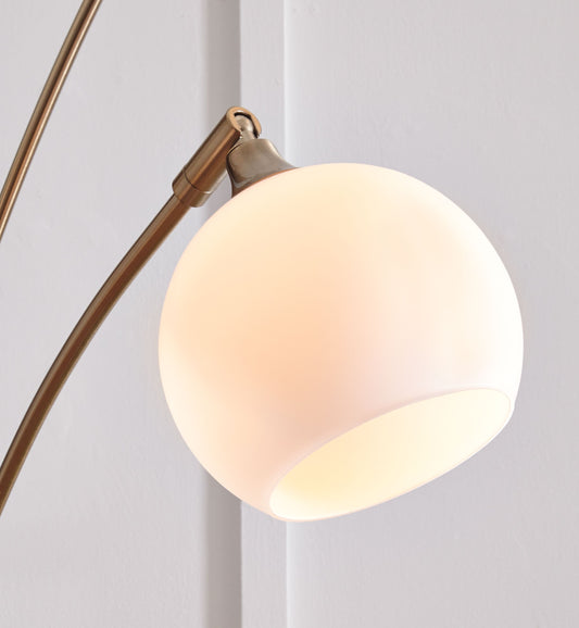 Taliya - Metal Arc Lamp - Champagne / White