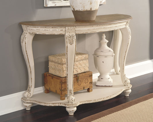 Realyn - Sofa Table - White / Brown
