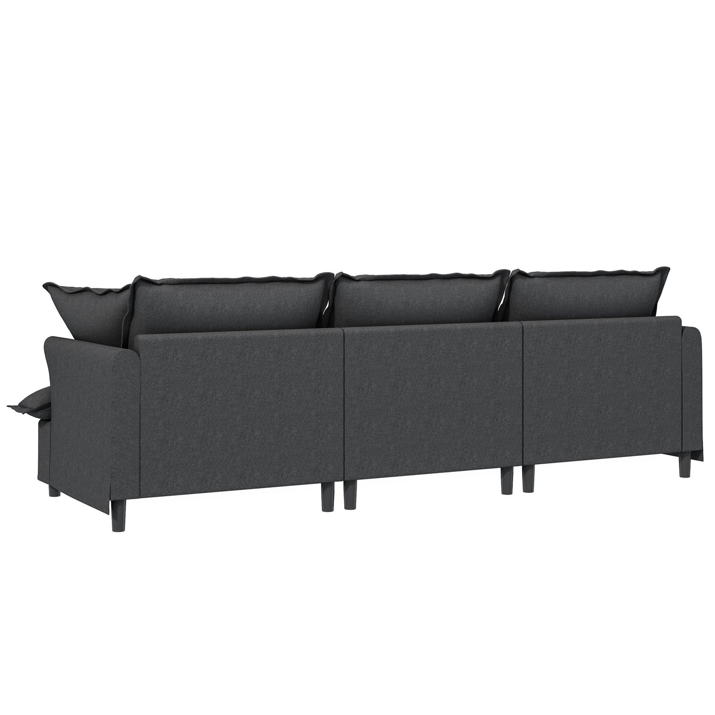 3 Seat Sofa Module For Modular Sectional Wide Seat Cloud Couch With Throw Pillows Upholstered - Gray
