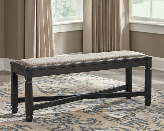 Tyler Creek - Upholstered Bench - Black / Grayish Brown
