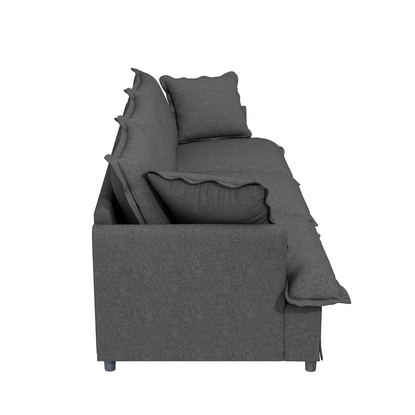3 Seat Sofa Module For Modular Sectional Wide Seat Cloud Couch With Throw Pillows Upholstered - Gray