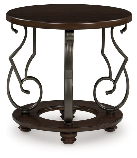 Frallyn - Round End Table - Dark Brown