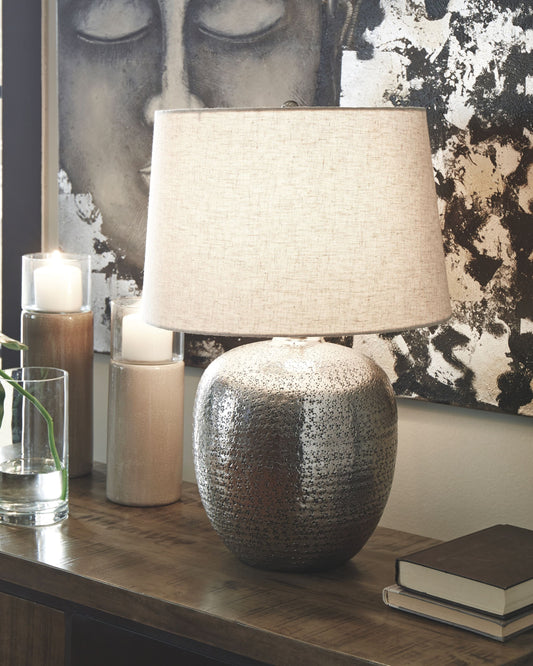 Magalie - Metal Table Lamp - Antique Silver Finish