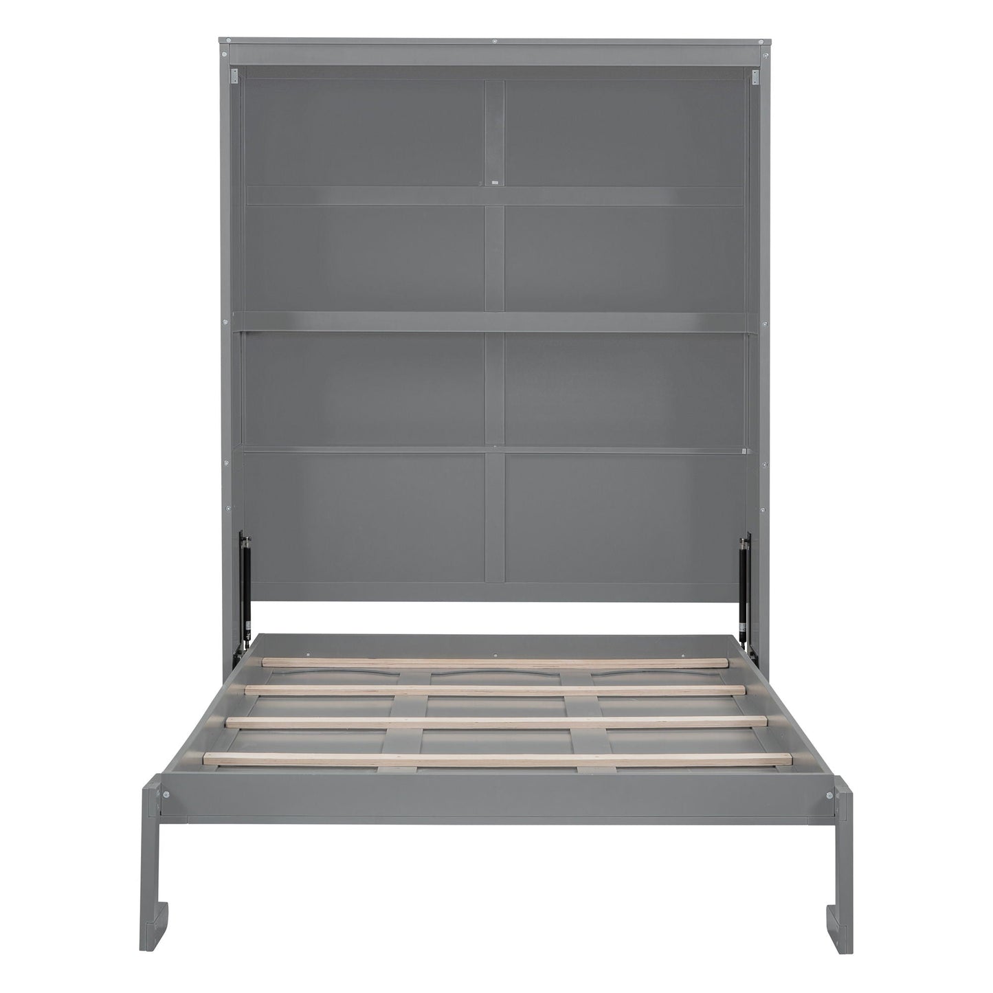 Full Size Murphy Wall Comfort Bed With Shelves - Gray