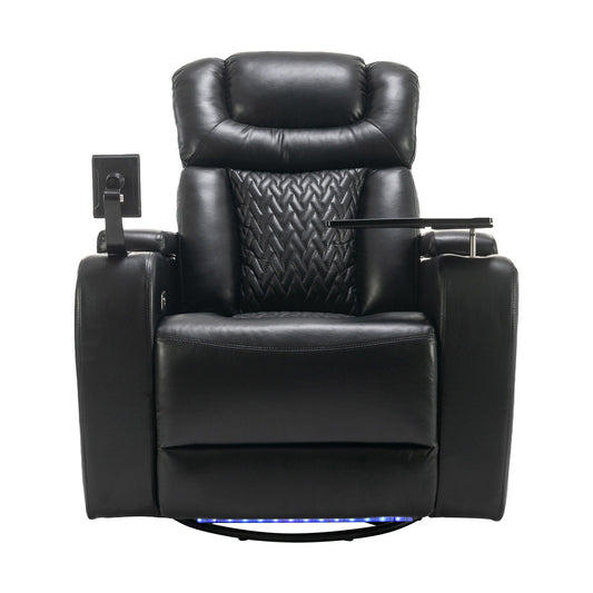 270 Degree Swivel Power Recliner With Tray Table, Phone Holder, Cup Holder, USB Port