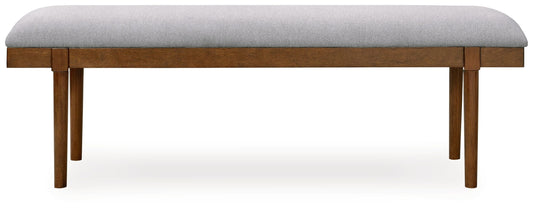 Lyncott - Large Upholstered Dining Room Bench - Gray / Brown