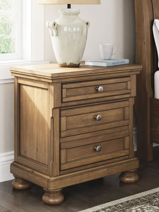 Feddinger - Two Drawer Night Stand - Medium Brown