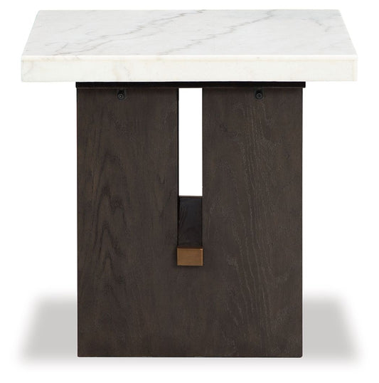 Burkhaus - Rectangular End Table - White / Dark Brown