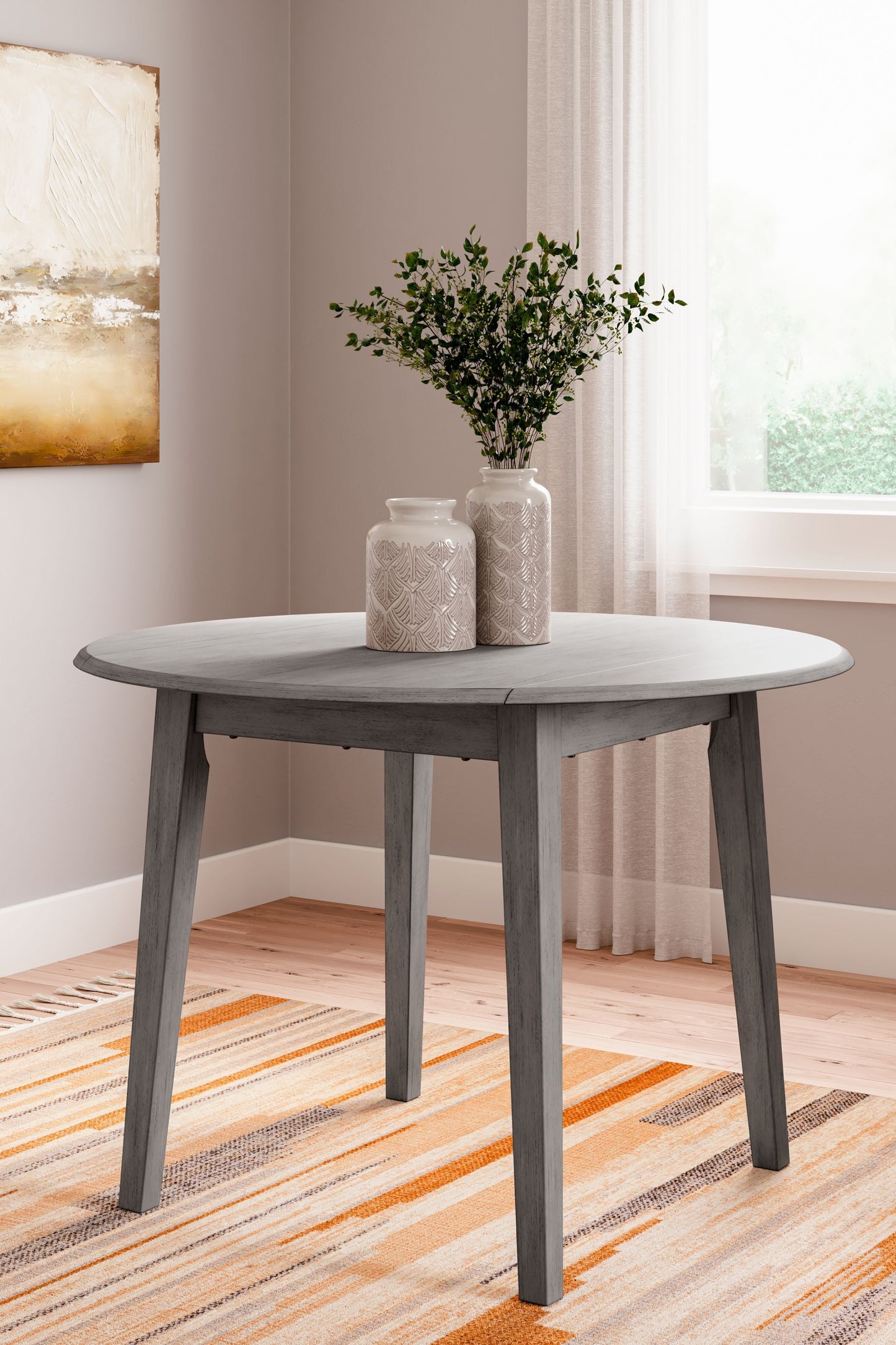 Shullden - Round Drm Drop Leaf Table - Gray