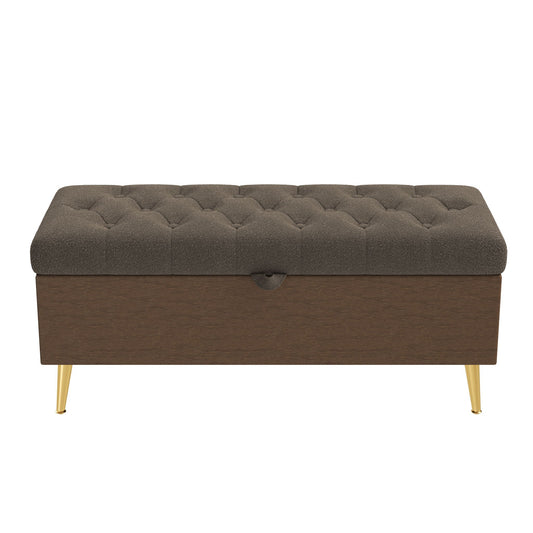 Modern Tufted Storage Ottoman Bench With Metal Legs