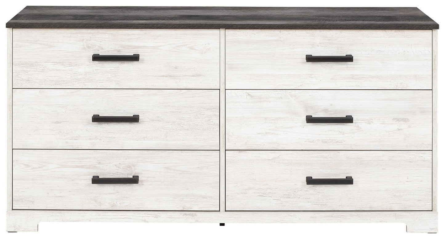 Shawburn - Six Drawer Dresser - Pewter-tone pulls - White / Black / Gray
