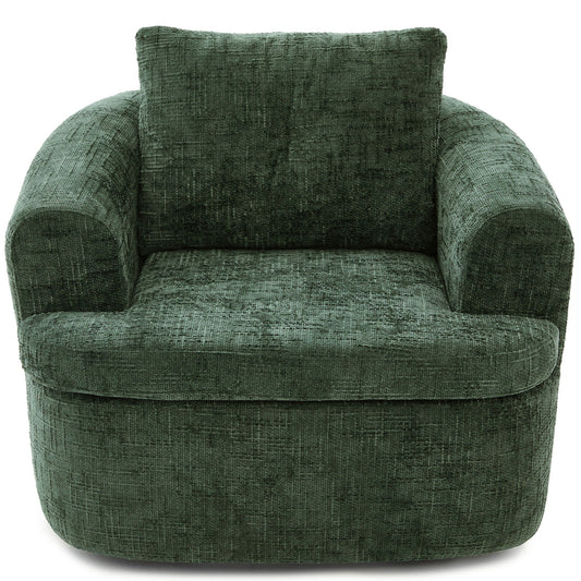 Modern Swivel Barrel Chair With Dual-Layer Cushion