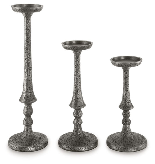 Eravell - Candle Holder Set (Set of 3) - Pewter Finish
