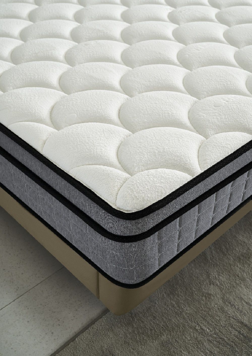 12" Queen Hybrid Mattress A Box, Pillow Top Bed Cushion With Gel Infused Memory Foam, Breathable And Hypoallergenic, Medium Firm For Lumbar Support - White / Gray