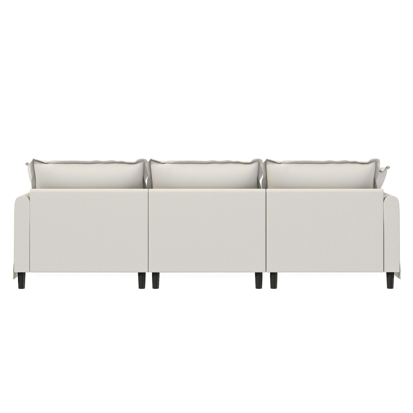 3 Seat Sofa Module For Modular Sectional Wide Seat Cloud Couch With Throw Pillows Upholstered - Beige