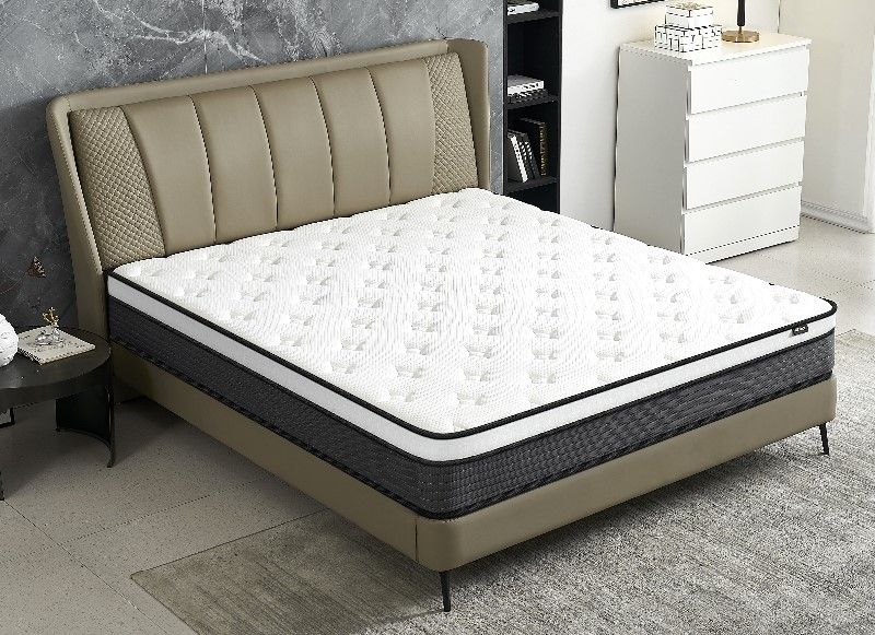 10" King Hybrid Mattress A Box, Pillow Top Bed Cushion With Breathable And Hypoallergenic Design, Medium Firm For Lumbar Support - White / Gray