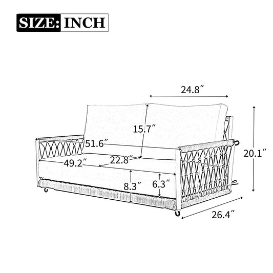 Outdoor Swing Sofa With Soft Cushions For Patio - Beige