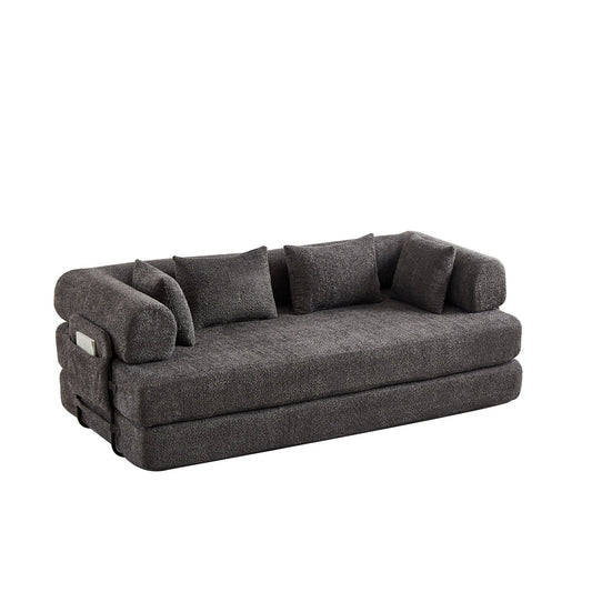 Convertible Sleeper Sofa Bed With Cylindrical Pillow