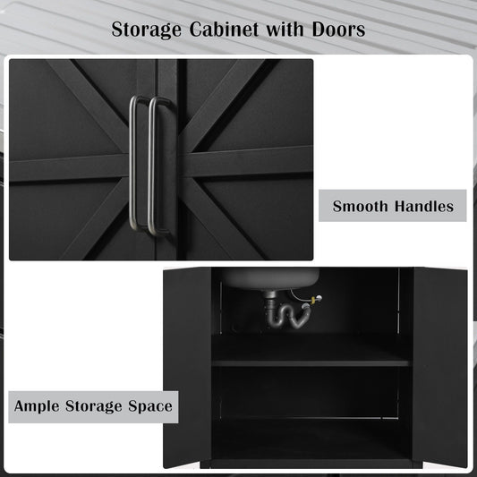 Outdoor Movable Kitchen Sink Patio Modular Kitchen Sink Station With Cabinet For Garden, Patio, Backyard - Matte Black