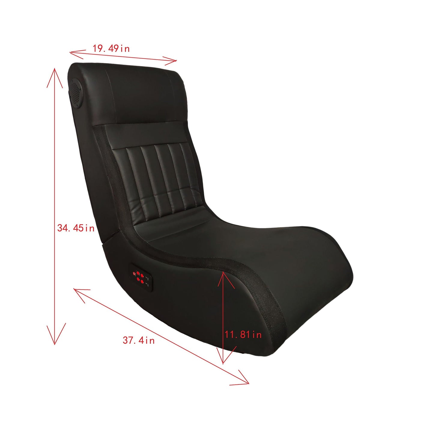 Foldable Gaming Chair With Onboard Speakers, LED Strip Lighting, Bluetooth, Vibration Massage, USB Charging Port - Black