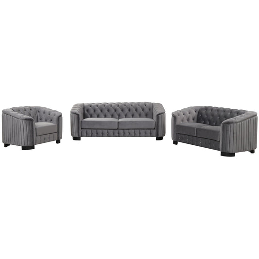 Upholstered 3 Piece Sofa Set With Legs