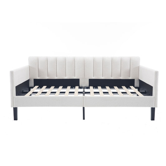 Elena - Boucle Upholstered Daybed, Ribbed Tufted Backrest