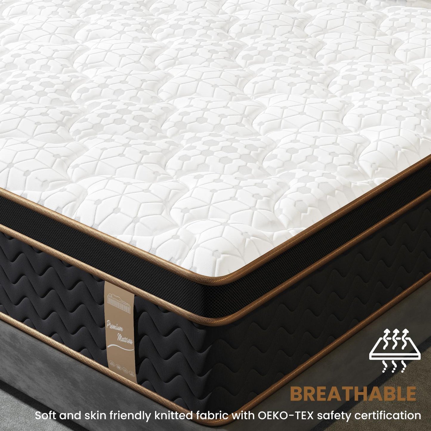10" Queen Plush Hybrid Mattress With Gel Memory Foam, Individual Pocket Spring Motion Isolation Edge Support - White / Black