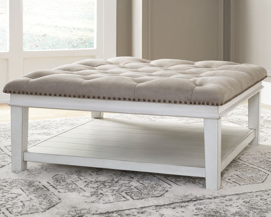 Kanwyn - Uph Ottoman Cocktail Table - Whitewash
