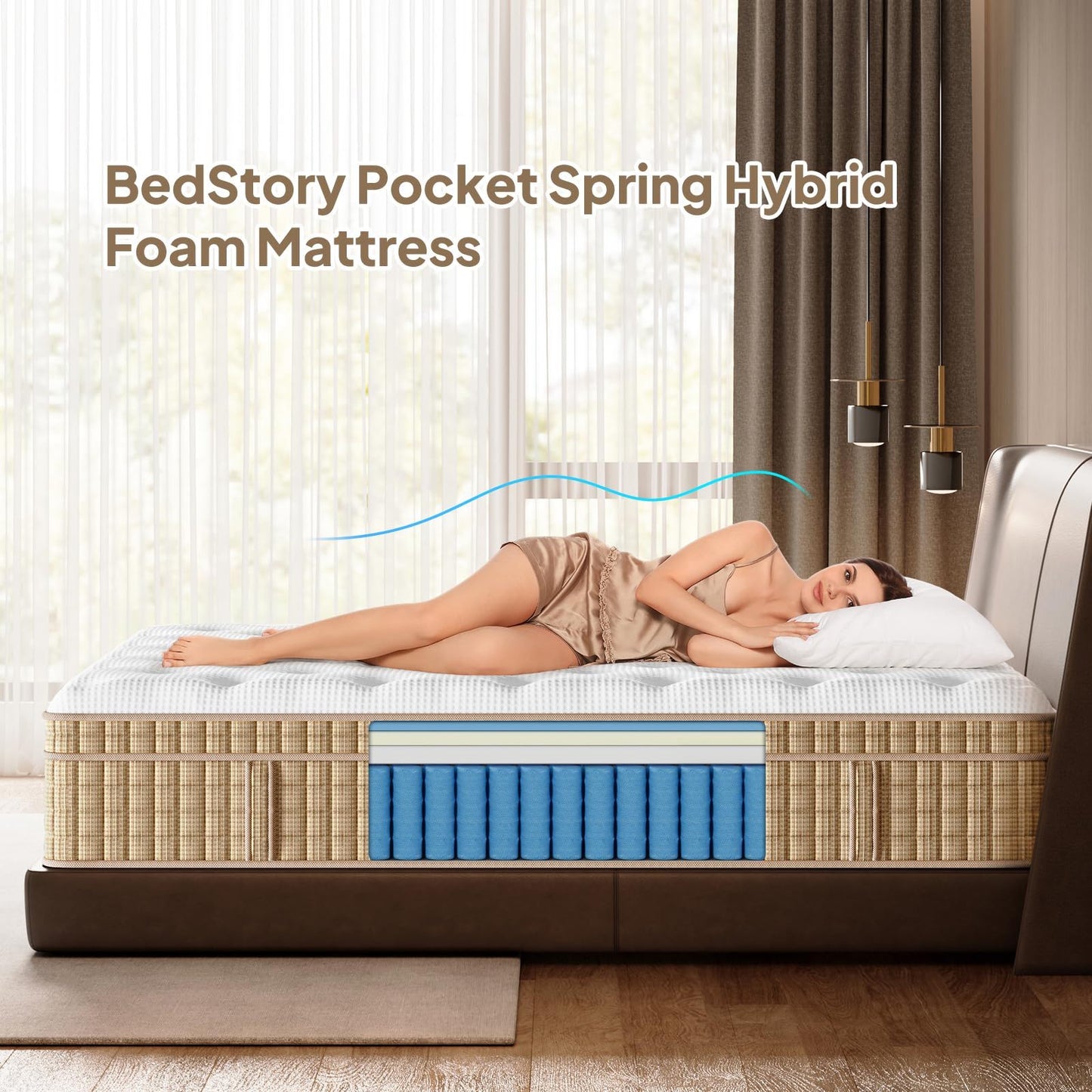 12" King Hybrid Mattress With Innersprings & Gel Memory Foam - Beige / White