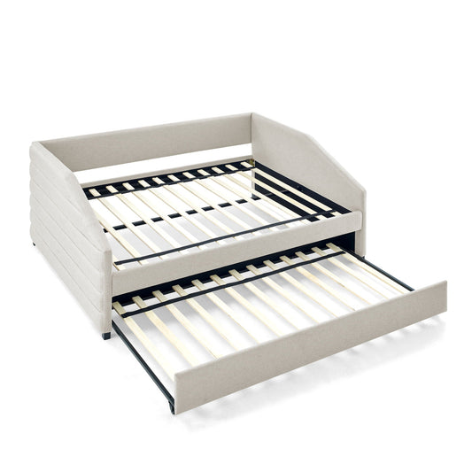 Elegant Daybed With Trundle Upholstered Tufted Sofa Bed