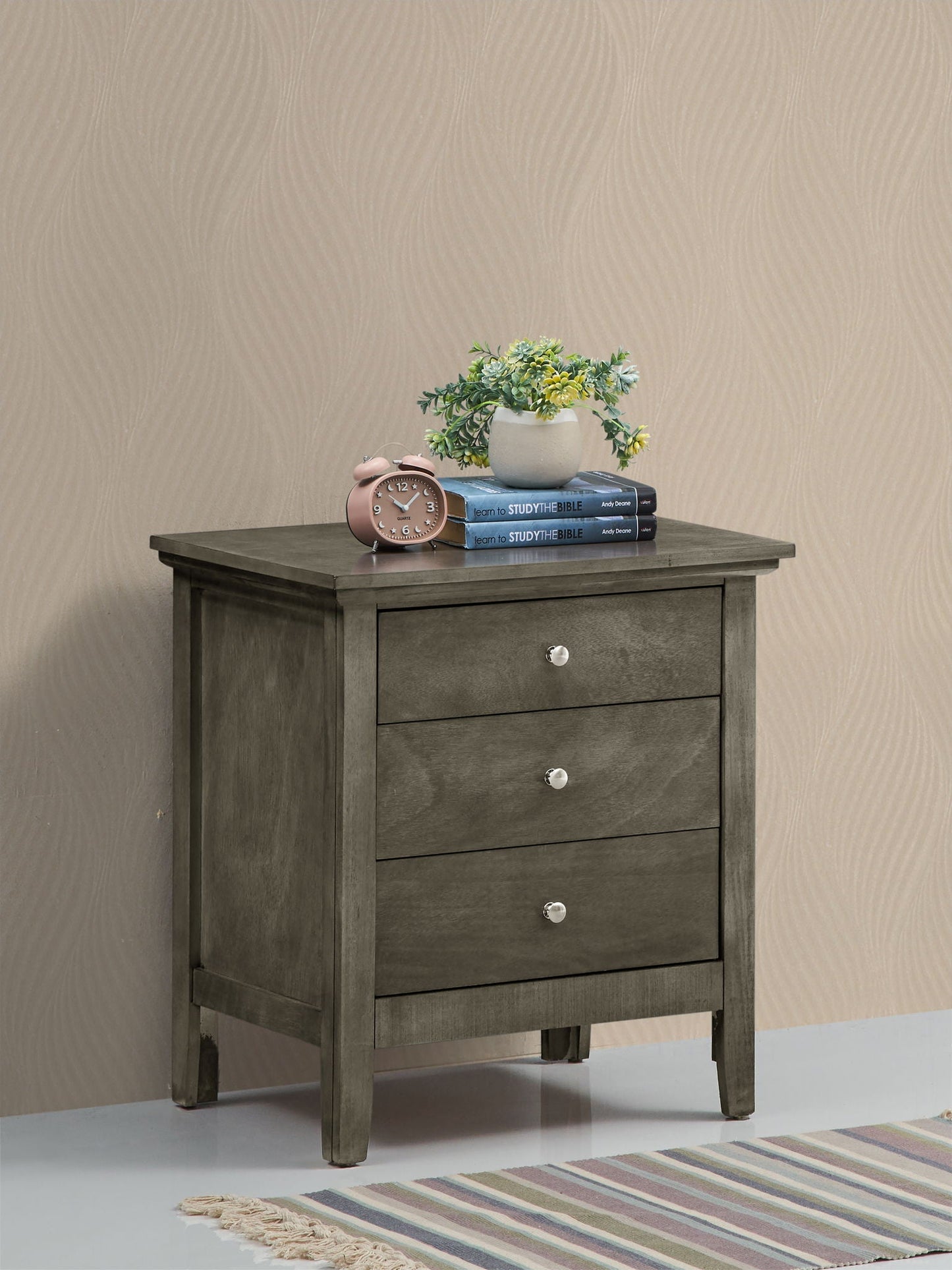3 Drawer Nightstand - Gray