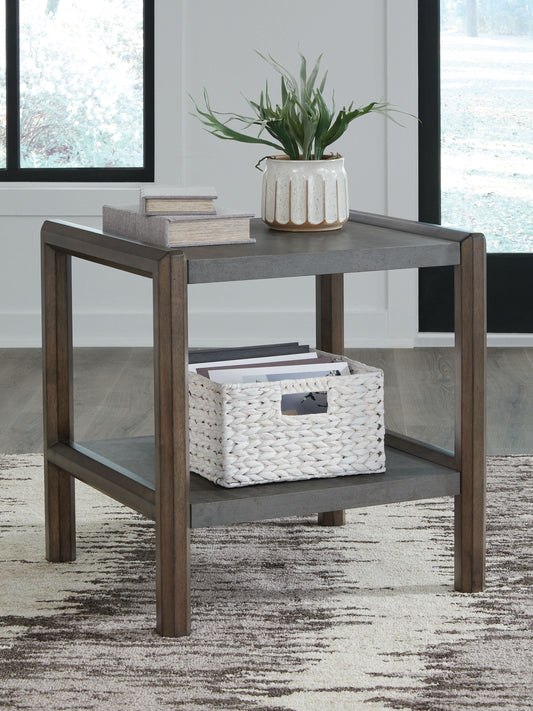 Kallenny - Rectangular End Table - Brown / Gray