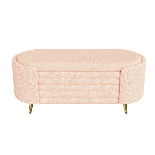 Modern Oval Storage Ottoman With Upholstery