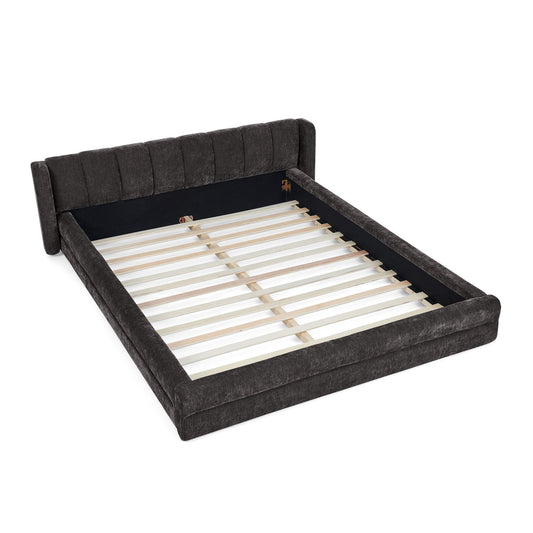 Modern Upholstered Bed Frame With Thick Fabric And Headboard