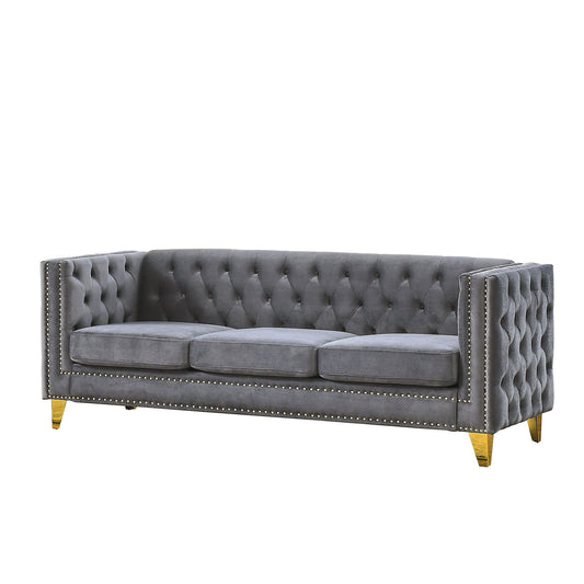 Upholstered Couch Sofa With Button Tufting For Living Room