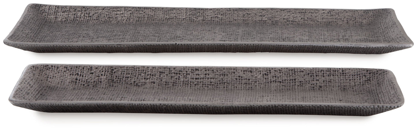 Garekton - Tray Set (Set of 2) - Pewter Finish