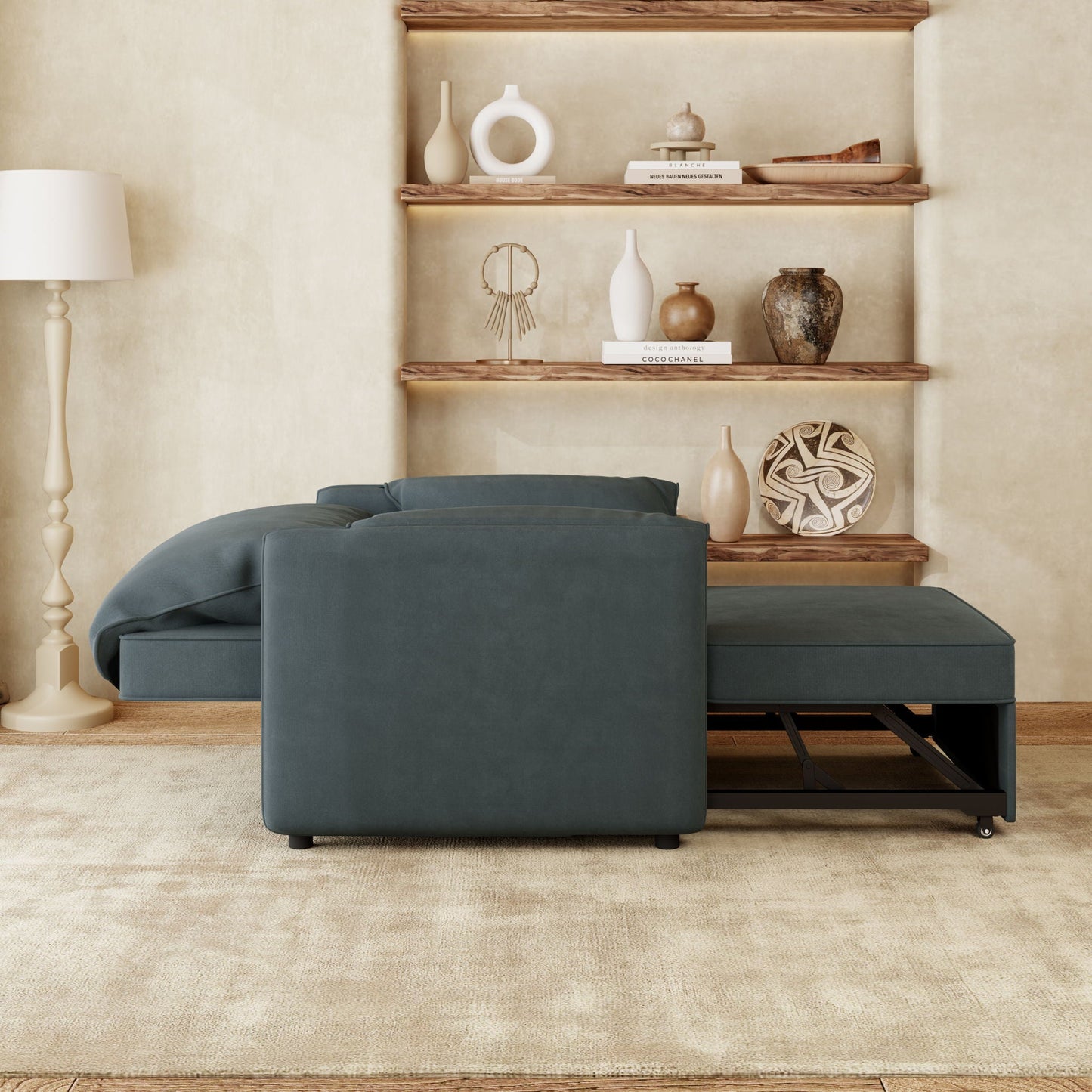 Convertible Pull Out Sofa Bed, 3 In 1 Convertible Sleeper Chair Adjustable Backrest With Thicked Cushions