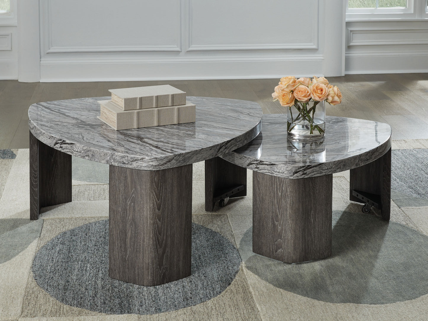 Surmour - Stacked Cocktail Table - Gray / Brown