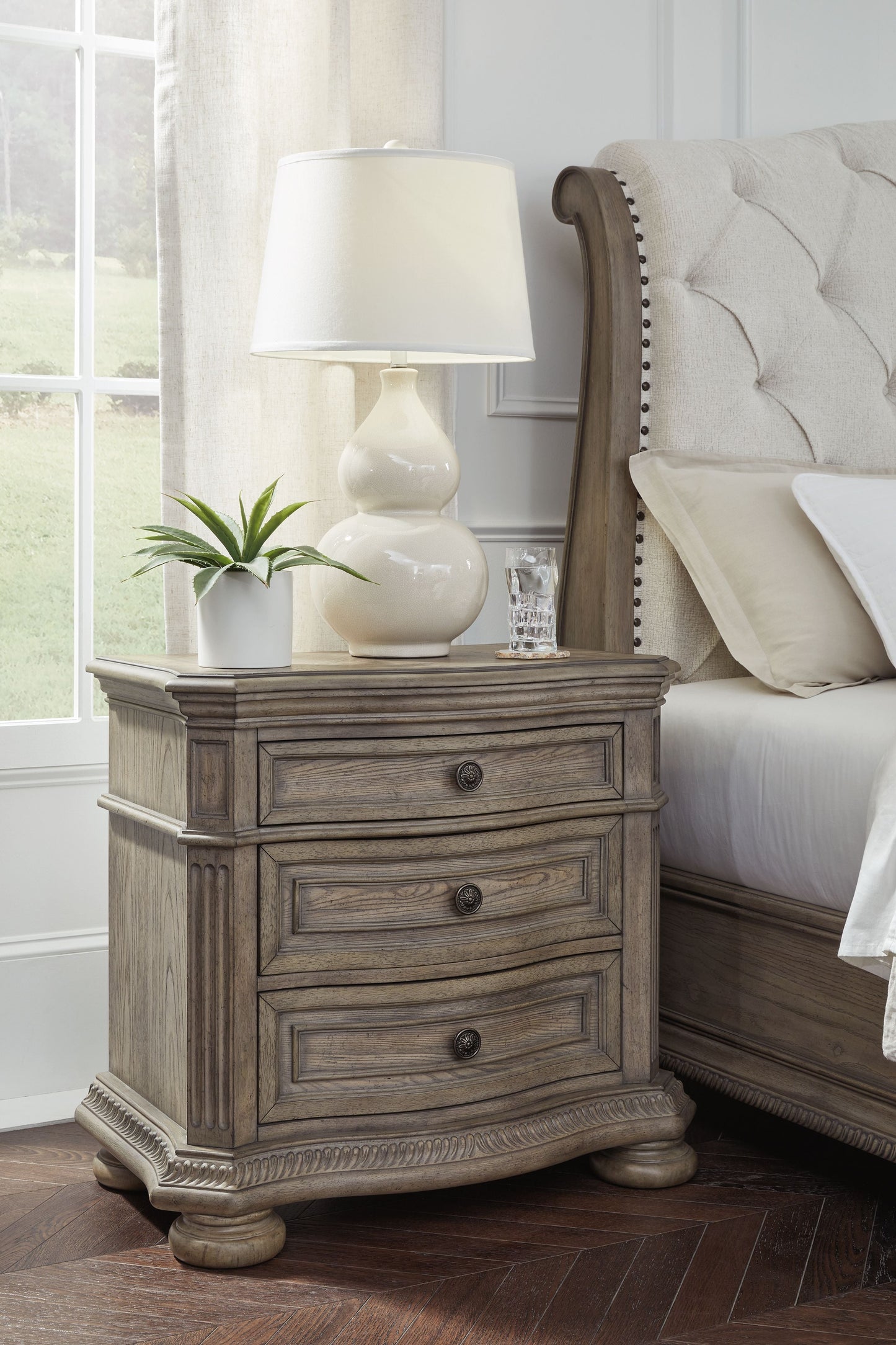 Ardenfield - Three Drawer Night Stand - Light Brown