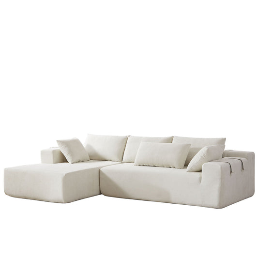 Modern Chenille Upholstered Sectional Sofa Couch Set With 6 Pillows,Free Combination