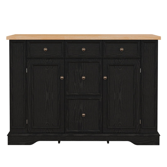 Sideboard Buffet Cabinet With 5 Drawers, 2 Cabinets, Adjustable Shelves