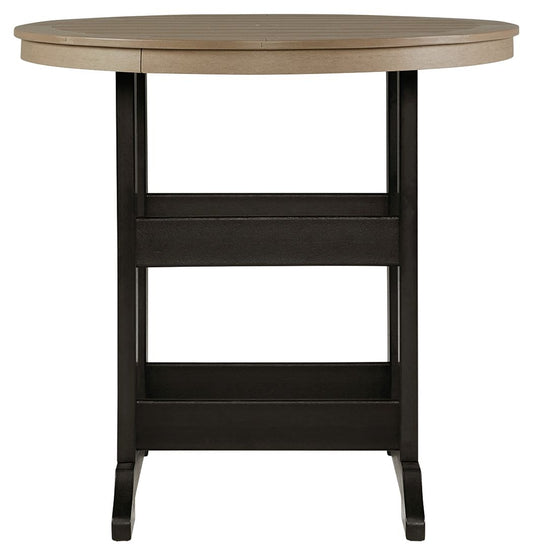Fairen Trail - Round Bar Table w/Umb OPT - Black / Driftwood