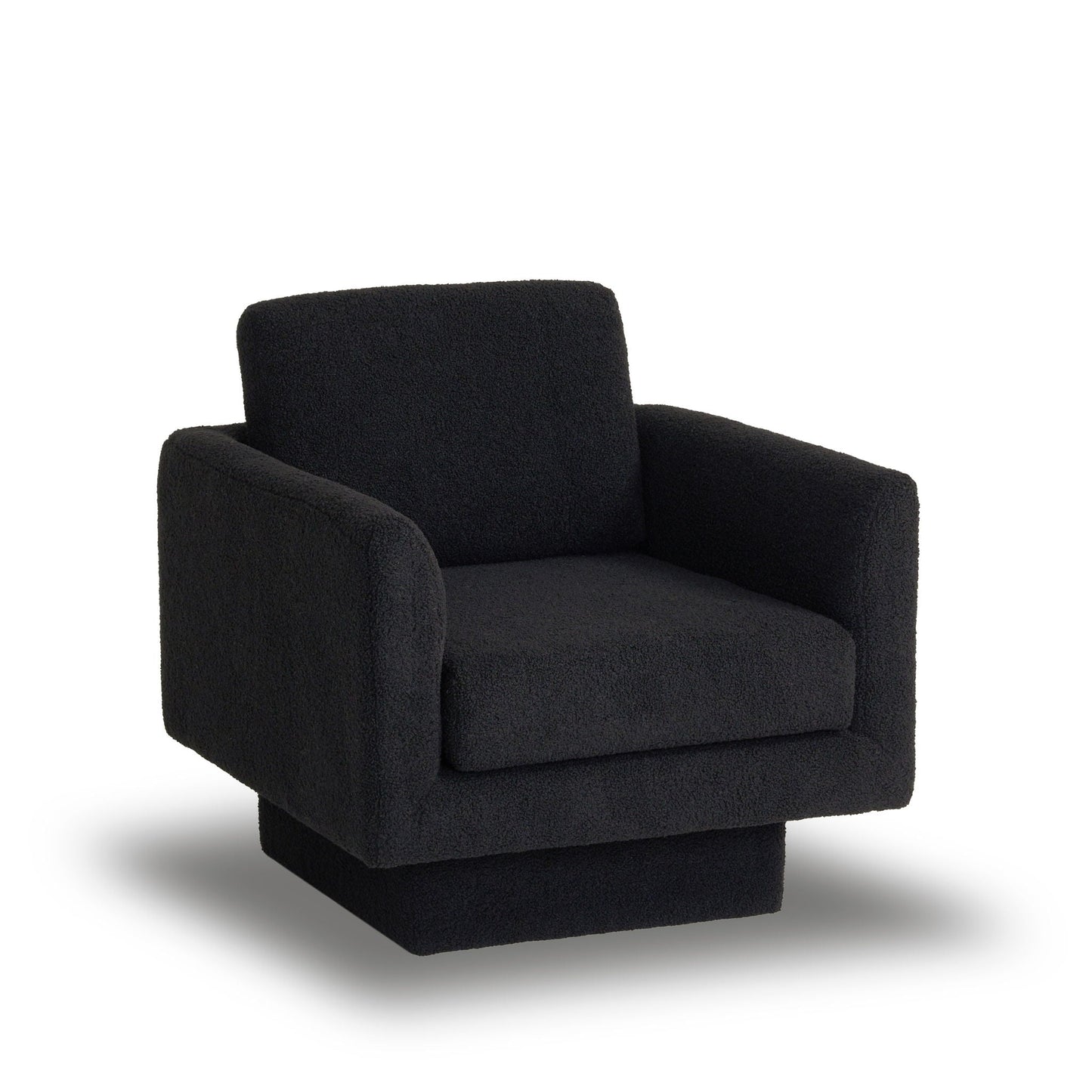360° Modern Swivel Accent Chairs Round Armchair, Thick Padded Lounge Sofa Upholstered Comfy (Set of 2) - Black