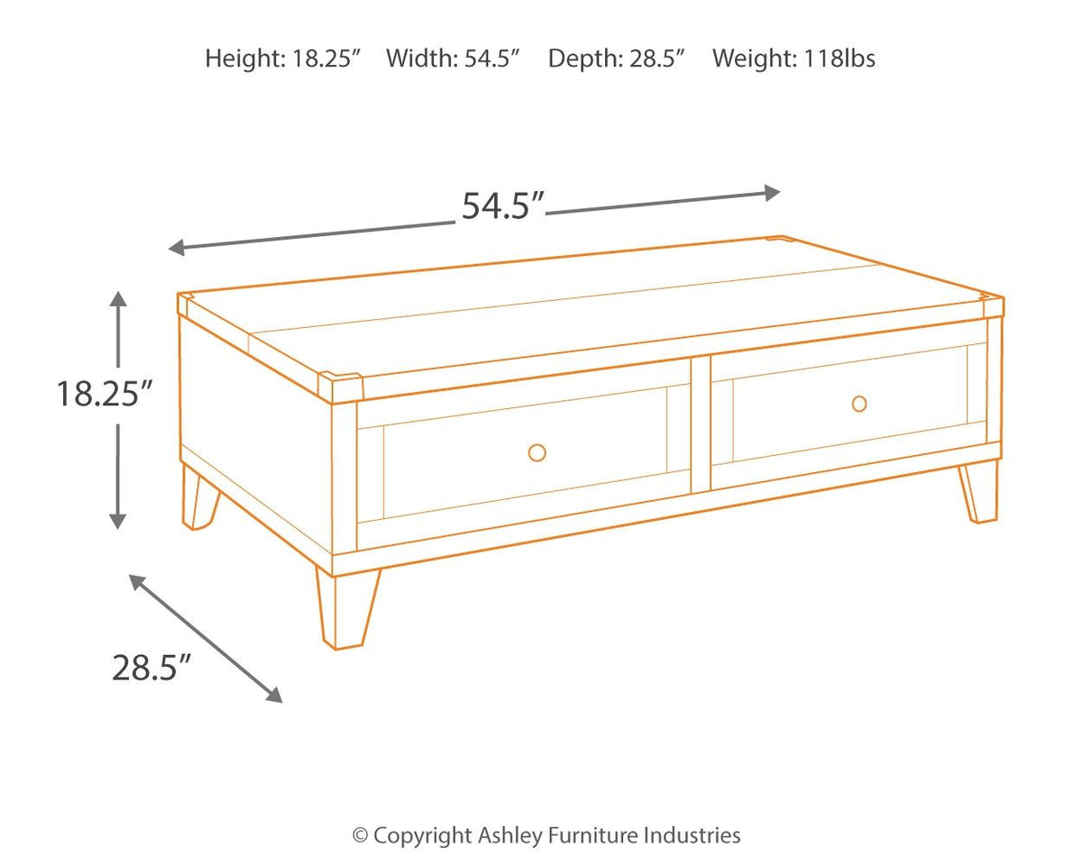 Todoe - Lift Top Cocktail Table - Dark Gray