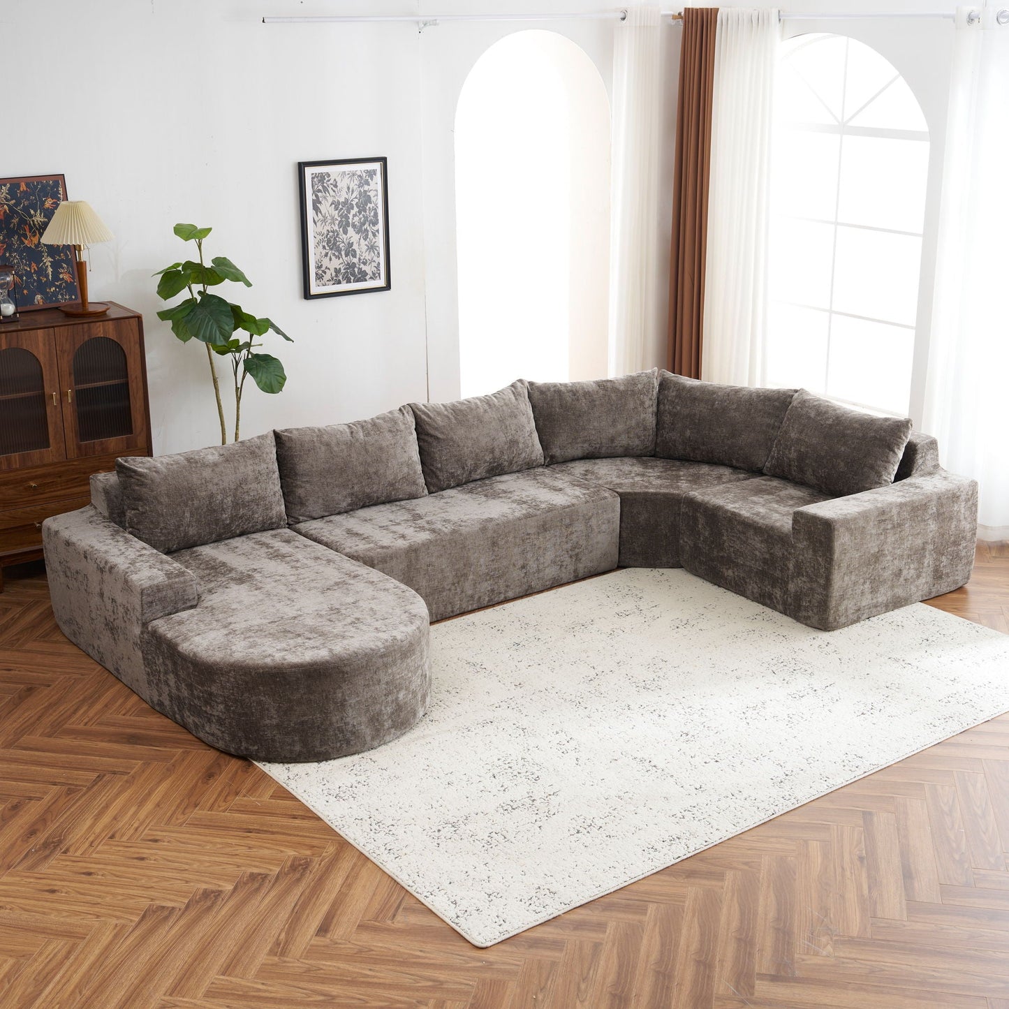 U-Shaped Oversized Modular Cloud Sectional Sofa With Deep Seat For Living Room