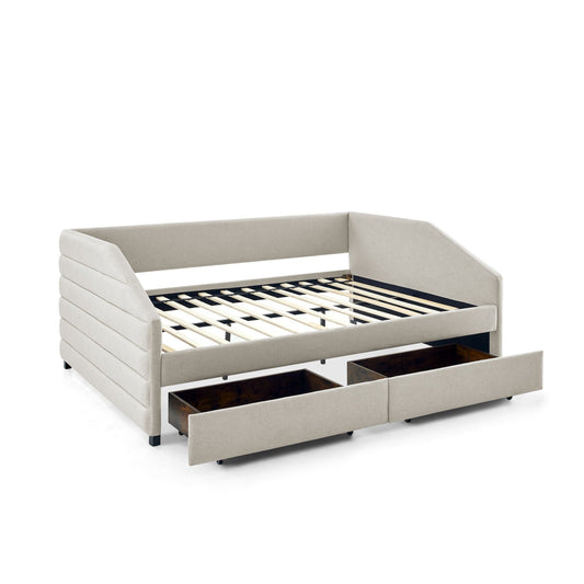 Elegant Daybed With Trundle Upholstered Tufted Sofa Bed